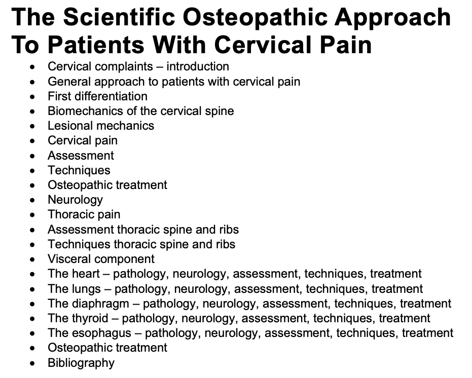 The Scientific Osteopathic Approach To Patients With Cervical Pain
