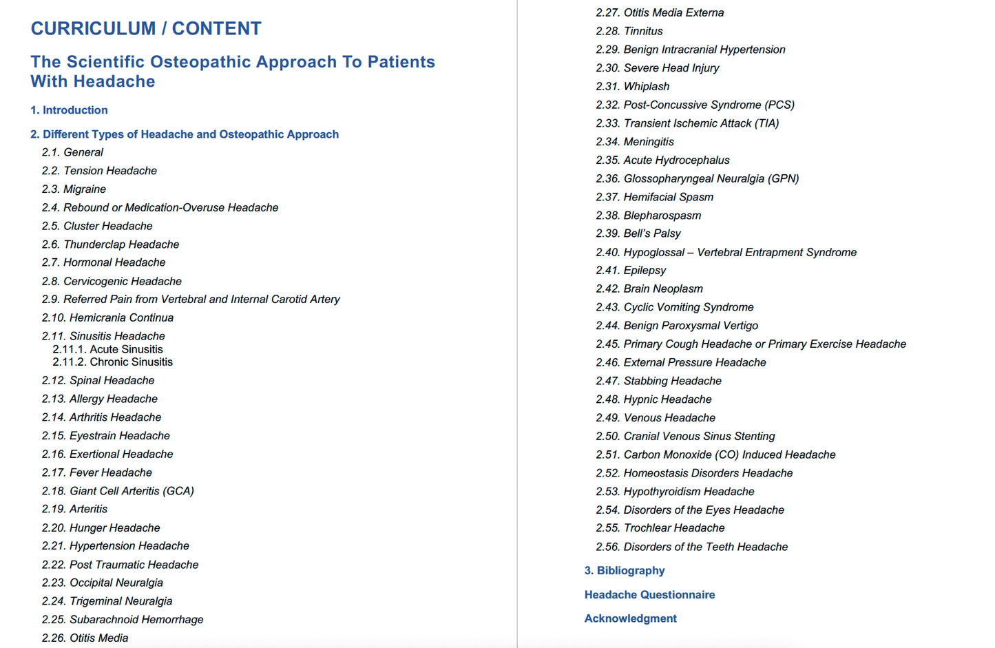 The Scientific Osteopathic Approach To Patients With Headache Course content
