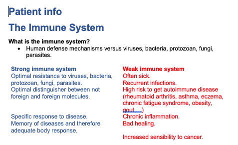 Patient Information Sheet on the Immune System Osteopathybooks